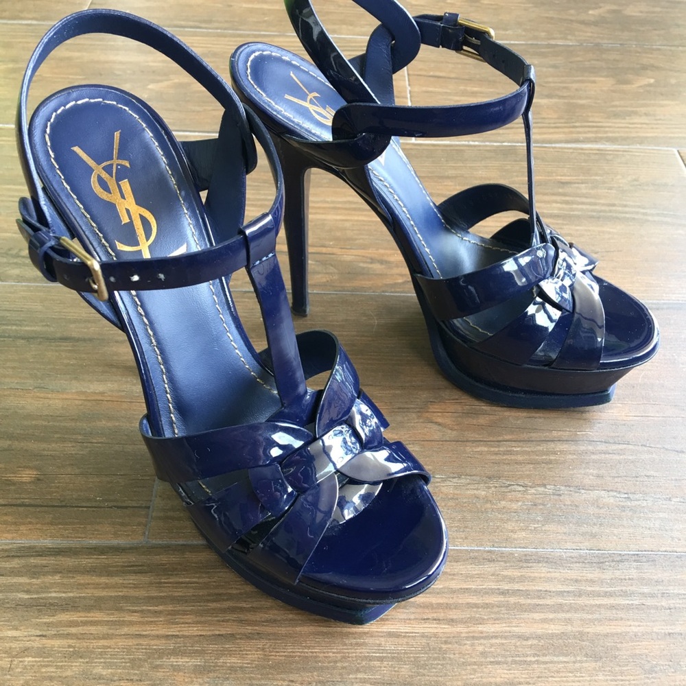 YSL Saint Laurent Tribute 105 - blue patent 6.5 - Picture 1 of 8